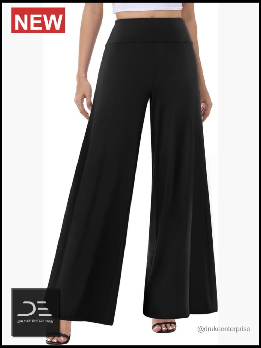 Polyester Blend High Waist Wide Leg Palazzo Pants Stretchy Lounge